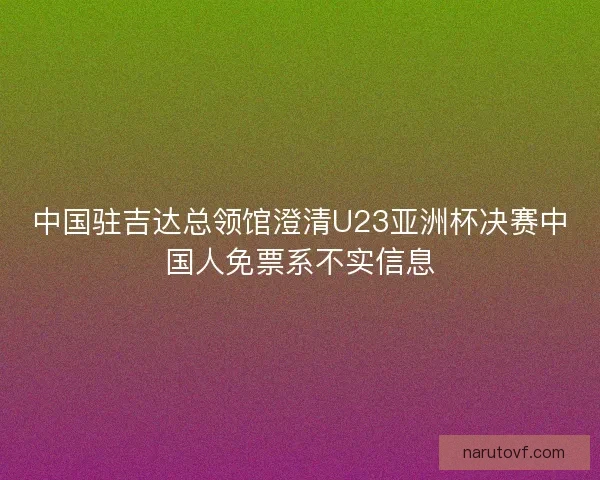 中国驻吉达总领馆澄清U23亚洲杯决赛中国人免票系不实信息